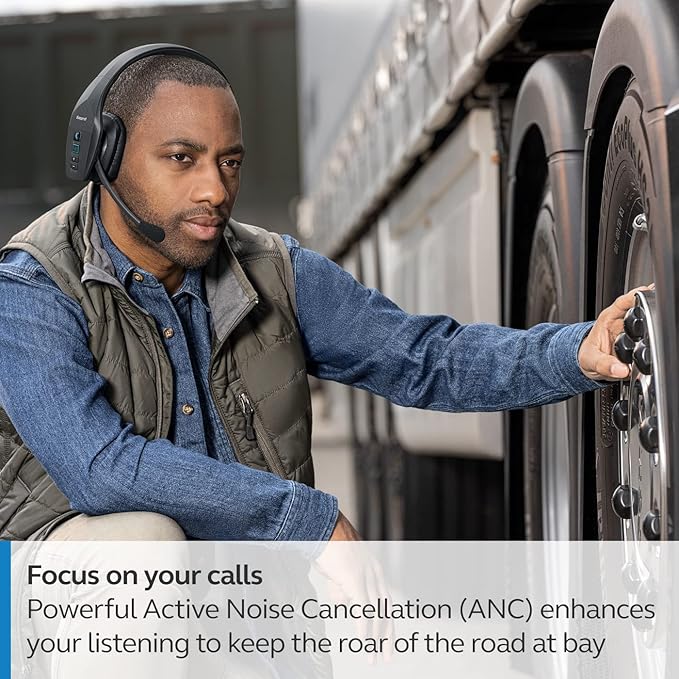 BlueParrott B650-XT Trucker Bluetooth Headset – Mono, Wireless Noise Cancelling Headset - Activated ANC for Clear Calls, Extended Wireless Range, IP54-Rated - Ideal for Anyone On-The-Go, Black