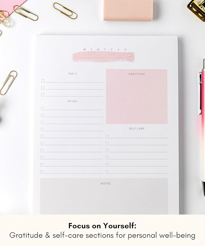 Daily To Do List Notepad – Daily Planner Undated, Daily Work Planner and Productivity Planner – 50-Pg To Do List Notebook for Work, Daily To Do Planner Pad – 8.3”x 5.8” Daily Planner Notepad