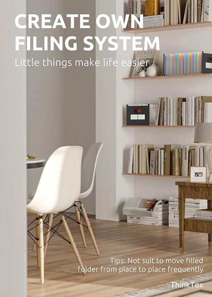 ThinkTex 26 Pockets Expanding File Folder, Upright & Open Top, A-Z Colorful Tabs, Larger Capacity Accordian Folder, Letter/A4 Size for School, Home and Office