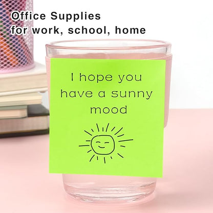 Sticky Notes 3x3 Self-Stick Notes Bright Colors Sticky Notes 4 Pads 100 Sheets/Pad (Green)