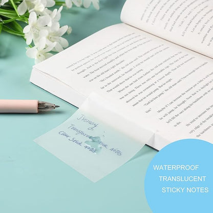 850 Pcs Transparent Sticky Notes Pad, Clear Sticky Notes for Books Message Reminder, Waterproof Self-Adhesive Translucent Sticky Notes, 17 Packs (1.5"x1.5", 3"x1", 3"x2", 3"x3", 3"x4")