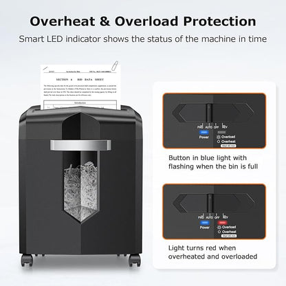 Bonsaii Paper Shredder, 12 Sheet Cross Cut Shredders for Home Office Heavy Duty, 20-Minutes Running Time with 4.2 Gal Pullout Bin for Credit Card Jam-Proof Shredding Machine (C266-A New)