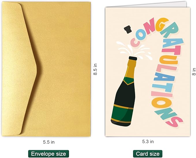 Champagne Congratulations Card, Congrats Engagement Card, Bridal Shower Card, Wedding Card, Baby Shower Card