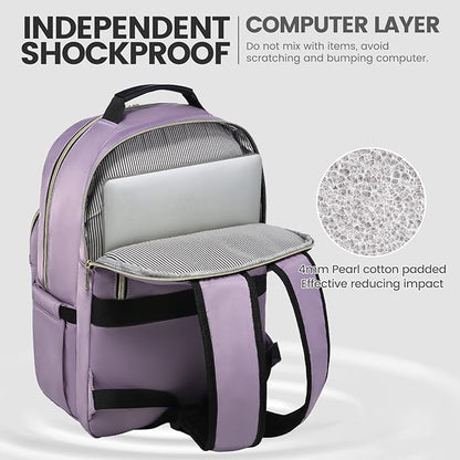 LOVEVOOK Laptop Backpack for Women 15.6 inch,Cute Womens Travel Backpack Purse,Professional Laptop Computer Bag,Waterproof Work Business College Teacher Bag Carry on Backpack with USB Port,Taro Purple