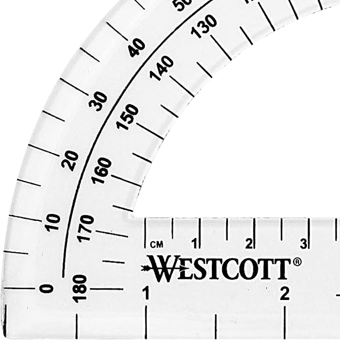 Westcott 6-Inch Plastic 180 Degree Protractor, Clear