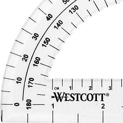 Westcott 6-Inch Plastic 180 Degree Protractor, Clear