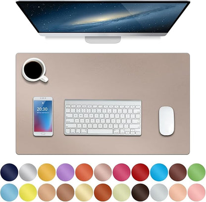 Boutilon Leather Desk Pad 24"x 14" Non-Slip Mouse Pad,Office Desk Mat,Waterprooft PU Leather Desk Blotter,Desk Pad Protector,Desk Writing Pad for Home Office Decor (S-Champagne)