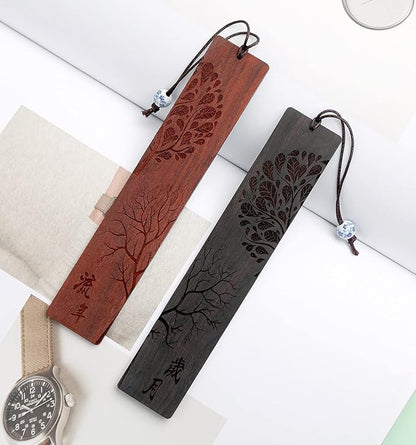 Wooden Bookmark Engraved Book Mark Vintage Style Best Unique Gifts Set for Book Lovers,Women,Men,Teacher,Birthday Present