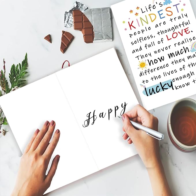 YiKaLus Cute Appreciation Card for Kindest Person, Great Thank You Card with Envelope for Women Men, Sweet Friendship Gift for Friends Classmates, Best Thank You Gift Ideas for Mom Dad