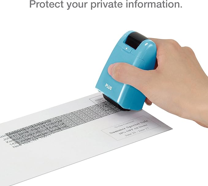 Guard Your ID Identity Protection Stamp Roller Identity Theft Prevention Security Stamp Mask Out Private Information Turquoise (70122)