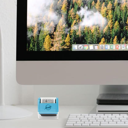 Miseyo Wide Roller Stamp Identity Theft Stamp 1.5 Inch Perfect for Privacy Protection - Blue