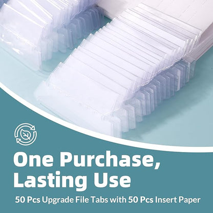 File Folder Tabs, SUNEE 100 Sets Hanging File Folder Labels Tabs and Inserts for Hanging Files Folders