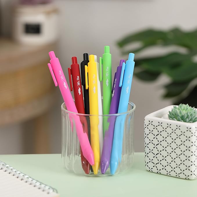Mr. Pen- Retractable Gel Pens, 8 Pack, Color Ink Gel Pens Fine Point, Vivid Colors, 0.7mm Gel Pens Fine Point, Retractable Pens, Cute Pens, Aesthetic Pens for Journaling Fine Tip Pens