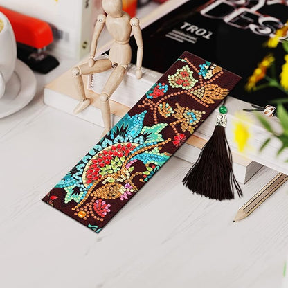pigpigboss Colorful Flower Bookmark Diamond Painting Kit 2 Pieces Diamond Painting Arts Flower Bookmark Diamond Painting Set for Adult Book Decor Bookmark Diamond Dot (21 X 6 CM)