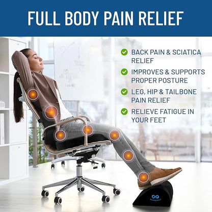 Everlasting Comfort Seat Cushion, Back Cushion, & Foot Rest Bundle - Memory Foam Office Chair Cushions for All-Day Comfort - Ideal for Work, Car, Desk