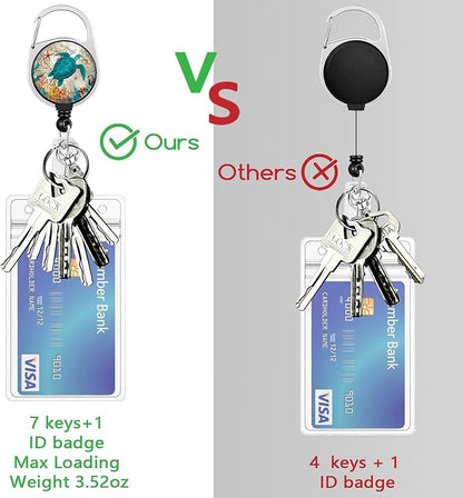 Lanyards for Id Badges, Badge Holder with Retractable Reel Clip, Sea Turtle Cute Card Name Tag Lanyard Vertical ID Card Protector Case for Women Nurse Nursing Doctor Teacher Student Kids
