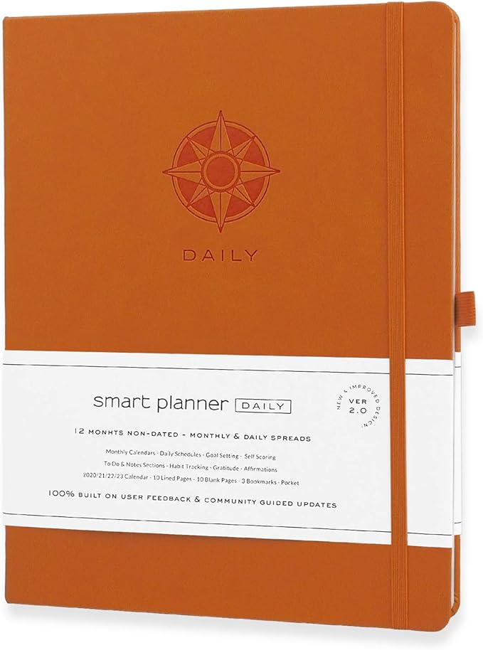 Smart Daily Planner - Achieve Goals & Increase Productivity, Time Management & Happiness - Weekly Monthly Day Planner with Gratitude Journal, Hardcover, Undated Business Planner