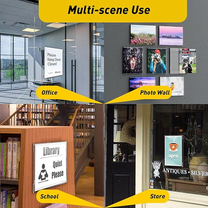 10 Pcs Acrylic Sign Holder 8.5 x 11, Vertical Wall Mount Sign Holders with 3M Adhesive, Clear Plastic Frames Paper Display Sign Holders for Office, Home, Store, Restaurant - No Drilling