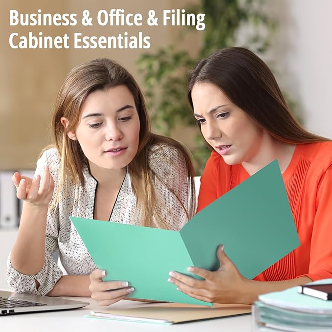 HABGP 6 Pack Colored File Folders with Pockets and Business Card Holder, Pastel Decorative Pocket Folders for Documents, Cute Plastic Folders for Filing Cabinet, School, Office, Resume Portfolio