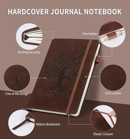 Lined Journal Notebook for Women Men, A5 Hardcover Leather Journals for Writing, 200 Pages Thick Paper, Daily Journal Notebook for Work, School, Note Taking, Business, Travel, College Ruled