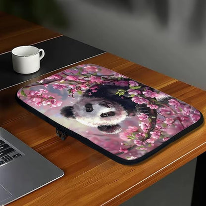Cherry Blossom Panda Printed Laptop Bag for Women Men, Protective 10 Inch Computer Laptop Carrying Cover Laptop Sleeve Computer Bag with Zipper, Compatible with Most Laptop Computers