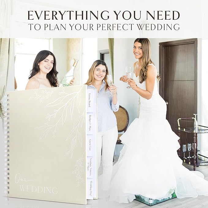 Beautiful Minimalistic Wedding Planner Book and Organizer - Enhance Excitement and Makes Your Countdown Planning Easy - Unique Engagement Gift for Newly Engaged Couples, Future Brides and Grooms