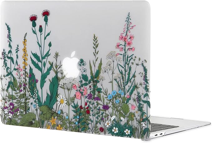 Case for MacBook Air 13 inch M1 A2337 A2179 A1932 2022-2018 Release, Matte Clear Hard Cover & Transparent Keyboard Cover & Screen Protector Compatible with Mac Air 13.3 Touch ID, Flowers