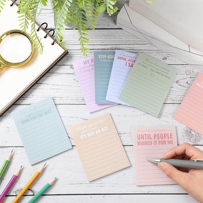Funny Notepads with Sayings Sticky Funny Office Supplies to Do List Sarcastic Work Assorted Notepad for Workers, 12 Designs, 3 x 3.93 Inch(Vintage Style)