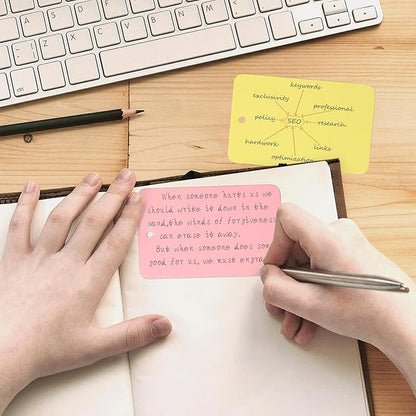 300Pcs Colored Index Cards with Ring, Goefun Blank Flashcards, 6 Color 2.2x3.5 Notecards for Studying, Vocabulary Cards, Memos, Bookmark, Greetings