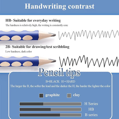 M&G 12 Pcs Triangular Hole Pencils for Kids, Triangular Pole with Grip Correction 2B Pencils, Graphite Wood Pencils with Smooth Writing for School, Office, Painting, Sketching, Weddings, Party