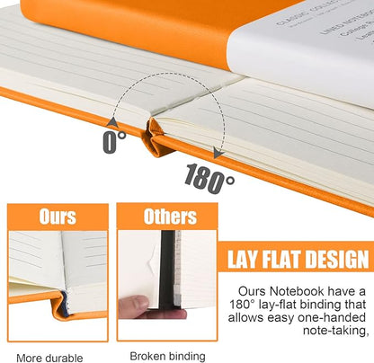 Lined Journal Notebook, (Orange), 160 Pages, Medium 5.7 inches x 8 inches - 100 gsm Thick Paper, Hardcover