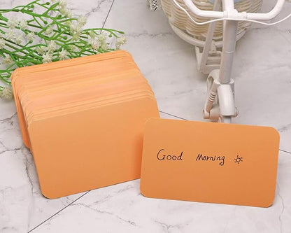Penta Angel 100 Pcs Mini Paper Blank Gift Notes Cards DIY Craft Small Word Business Message Cards (Orange)