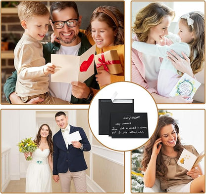 100 Packs Black Blank Note Cards and Envelopes 5 x 7 Heavyweight Folded Cardstock and A7 Envelopes Self Seal for Wedding Invitations, DIY Greeting Card, Thank You Cards, Birthday