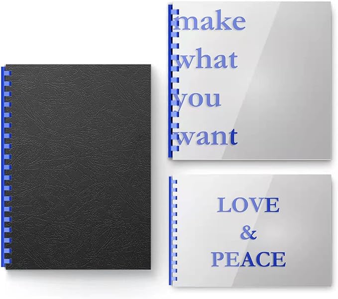 TOTiyea Binding Covers and Combs Kit, 20 Pcs Colorful Binding Combs,50 Pcs Leather Texture Paper Binding Cover and 50 Pcs 8 Mil Clear Presentation Covers,Binding 8.5x11 Inches Paper.