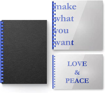 TOTiyea Binding Covers and Combs Kit, 20 Pcs Colorful Binding Combs,50 Pcs Leather Texture Paper Binding Cover and 50 Pcs 8 Mil Clear Presentation Covers,Binding 8.5x11 Inches Paper.