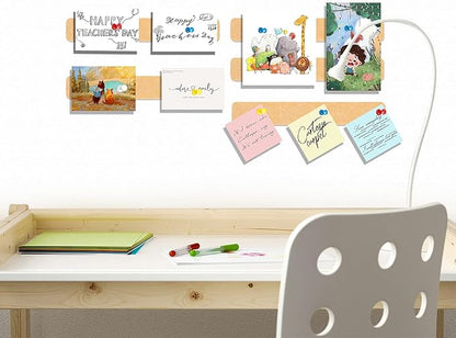 5 Pack Felt Pin Board Bar Strips Bulletin Board for Bedrooms Offices Home Wall Decoration, Notice Board Self Adhesive Cork Board with 35 Push Pins for Paste Notes, Photos, Schedules (Peach)