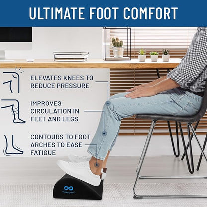 Foot Rest for Under Desk at Work - Memory Foam Office Foot Stool & Under Desk Footrest Leg Elevation Pillow for Gaming & Home Office, Supports Posture