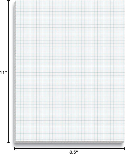 Better Office Products Graph Paper Pad, 8.5" x 11", 50 Sheets, Double Sided, White, 4x4 Blue Quad Rule, Easy Tear, Grid Paper, Graph Paper