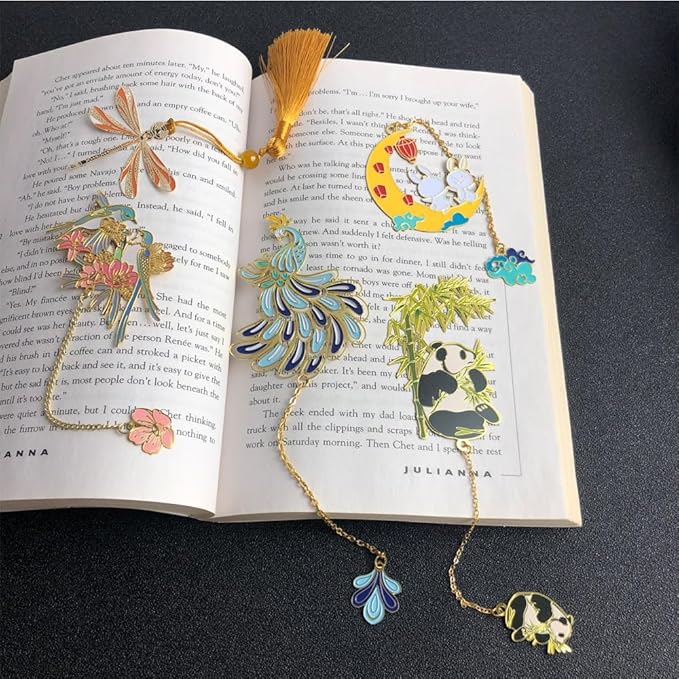 Bookmarks for Book Lovers Book Marks for Reading Women Birthday Graduation Christmas Gifts for Her Cute Metal Bookmark Book Markers Stocking Stuffers for Teens (Peacock)