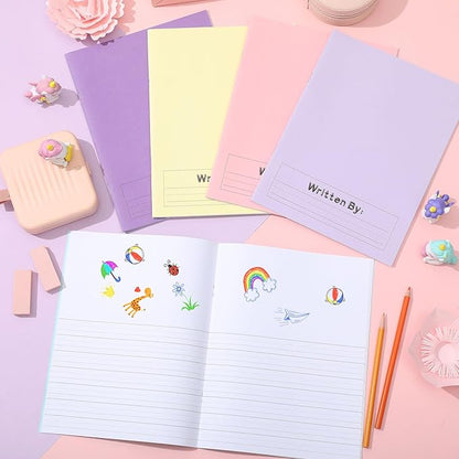Henoyso 12 Pcs Primary Composition Notebook K-2 9 3/4 x 7 1/2 Inch Primary Journal Blank Writing Book for Kid to Write Draw and Journal 60 Page Notebook Back to School Supplies (Soft Color)
