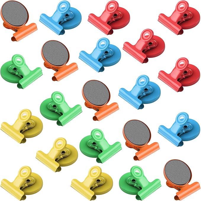VNDUEEY 20 Pack Multicolored Magnetic Clips Fridge Magnets with Clips, Refrigerator Magnet Clips, Magnet Clips for Whiteboard on Home& Office