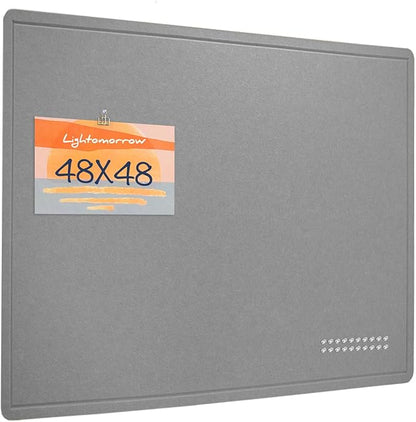 Large Bulletin Board - 48 x 48 Inches, Decorative Felt Pin Board for Wall - 4' x 4' Foldable Photo Display Board with Self-Adhesive Tape, Includes 20 Push Pins - Gray