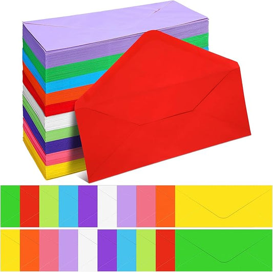 500 Pcs #10 Business Envelopes Adhesive Standard Envelopes Colored Envelopes for Office Check Invoices Letters Letterhead Invitations Announcements 4-1/8 x 9-1/2'' (Cute Color)