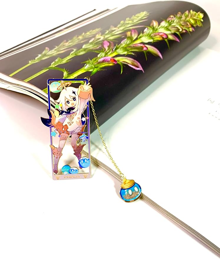 Genshin Impact Paimon Metal Bookmark - Anime Figure Merch with 3D Display Box - Birthday Gifts for Fans Friends Gamer Book Lovers - Zllada
