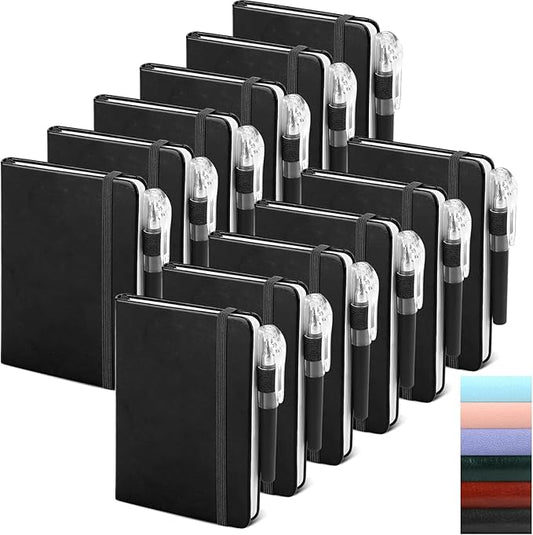 Small Notebook College Ruled 12 Pack (Black) 3.7x5.7 in Pocket Notebook Bulk Journaling Notebooks Mini Hardcover Lined Note Pads with Pens for Work Business Travel and Office Supplies