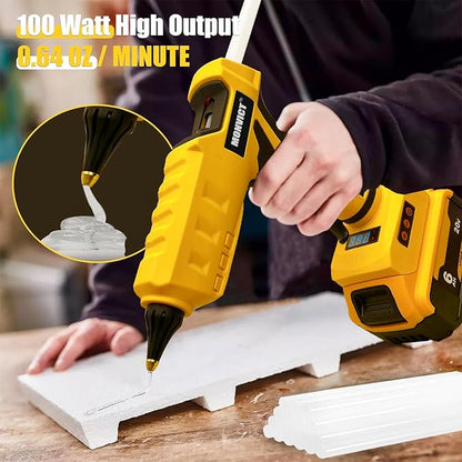 MONVICT Cordless Glue Gun for Dewalt 20V Battery, Upgraded 100W Digital Temperature Adjustable Handheld Electric Power Full Size Heavy Duty Hot Glue Gun with 10 Glue Sticks (Battery Not Included)