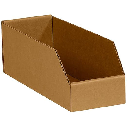 Partners Brand PBINEB123K Open Top Bin Boxes, 3" x 12" x 4-1/2", Kraft (Pack of 50)