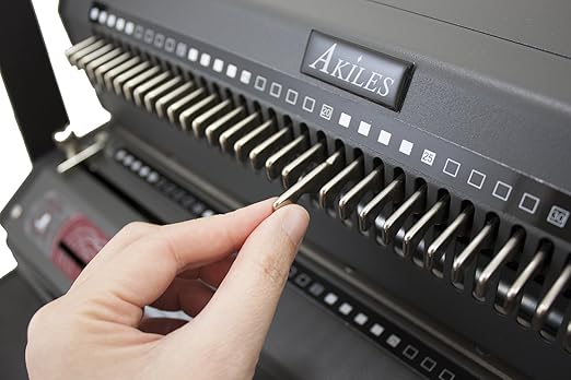 Akiles AWM-EX31 Model WireMac-EX31 All-in-One Electric Wire Punch and Manual Wire Closer, 3:1 Pitch, 3/16" to 9/16" Wire Closing Capacity, Square (4x4 mm) Hole Size, All 40 Disengageable Pins