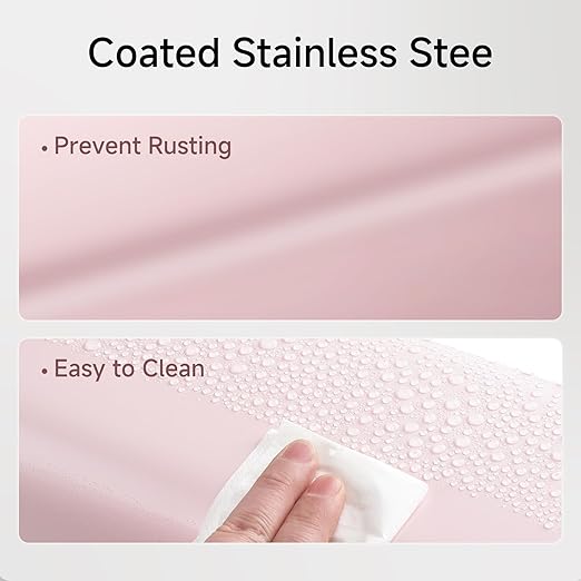 TIPGO Small Metal Trash Can, 2.1 Gallon Slim Trash Can for Bathroom, Wastebasket Garbage Bin for Bedroom, Office, Kitchen, Under Sink (Pink)