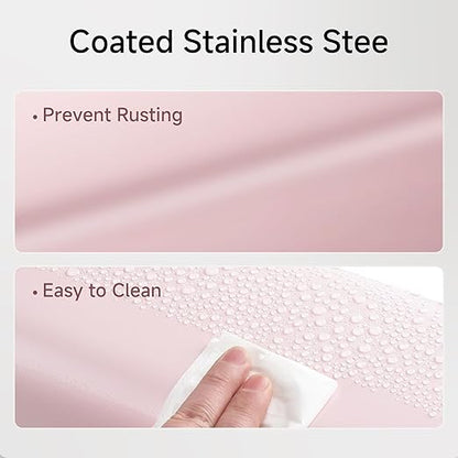 TIPGO Small Metal Trash Can, 2.1 Gallon Slim Trash Can for Bathroom, Wastebasket Garbage Bin for Bedroom, Office, Kitchen, Under Sink (Pink)